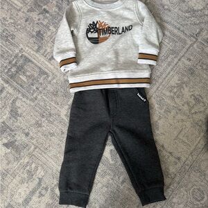 Timberland Baby Gray and Black Sweatshirt Set